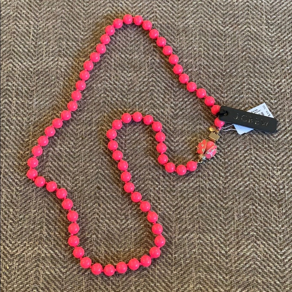 NWT J. Crew pink ladybug necklace